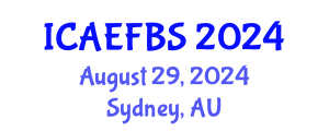 International Conference on Agricultural Engineering, Food and Beverage Systems (ICAEFBS) August 29, 2024 - Sydney, Australia