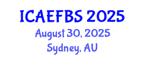 International Conference on Agricultural Engineering, Food and Beverage Systems (ICAEFBS) August 30, 2025 - Sydney, Australia