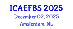 International Conference on Agricultural Engineering, Food and Beverage Systems (ICAEFBS) December 02, 2025 - Amsterdam, Netherlands