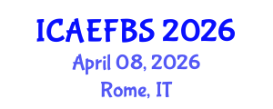 International Conference on Agricultural Engineering, Food and Beverage Systems (ICAEFBS) April 08, 2026 - Rome, Italy