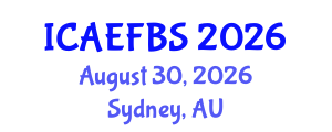 International Conference on Agricultural Engineering, Food and Beverage Systems (ICAEFBS) August 30, 2026 - Sydney, Australia