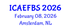 International Conference on Agricultural Engineering, Food and Beverage Systems (ICAEFBS) February 08, 2026 - Amsterdam, Netherlands