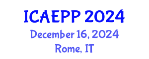 International Conference on Agricultural Entomology and Plant Pathology (ICAEPP) December 16, 2024 - Rome, Italy