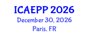 International Conference on Agricultural Entomology and Plant Pathology (ICAEPP) December 30, 2026 - Paris, France International Conference on Agricultural Entomology and Plant Pathology (ICAEPP) December 30, 2026 - Paris, France