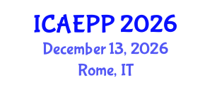 International Conference on Agricultural Entomology and Plant Pathology (ICAEPP) December 13, 2026 - Rome, Italy International Conference on Agricultural Entomology and Plant Pathology (ICAEPP) December 13, 2026 - Rome, Italy