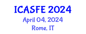 International Conference on Agricultural Science and Food Engineering (ICASFE) April 04, 2024 - Rome, Italy