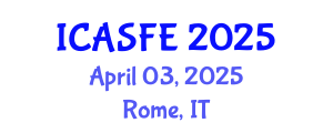 International Conference on Agricultural Science and Food Engineering (ICASFE) April 03, 2025 - Rome, Italy