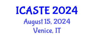 International Conference on Agricultural Science, Technology and Engineering (ICASTE) August 15, 2024 - Venice, Italy