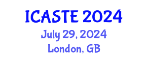 International Conference on Agricultural Science, Technology and Engineering (ICASTE) July 29, 2024 - London, United Kingdom