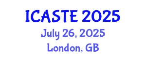 International Conference on Agricultural Science, Technology and Engineering (ICASTE) July 26, 2025 - London, United Kingdom