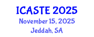 International Conference on Agricultural Science, Technology and Engineering (ICASTE) November 15, 2025 - Jeddah, Saudi Arabia