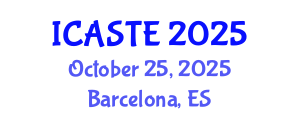 International Conference on Agricultural Science, Technology and Engineering (ICASTE) October 25, 2025 - Barcelona, Spain
