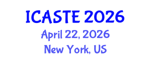 International Conference on Agricultural Science, Technology and Engineering (ICASTE) April 22, 2026 - New York, United States