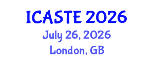 International Conference on Agricultural Science, Technology and Engineering (ICASTE) July 26, 2026 - London, United Kingdom