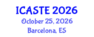 International Conference on Agricultural Science, Technology and Engineering (ICASTE) October 25, 2026 - Barcelona, Spain