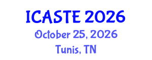 International Conference on Agricultural Science, Technology and Engineering (ICASTE) October 25, 2026 - Tunis, Tunisia International Conference on Agricultural Science, Technology and Engineering (ICASTE) October 25, 2026 - Tunis, Tunisia