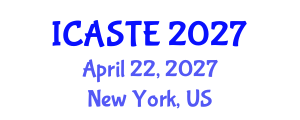 International Conference on Agricultural Science, Technology and Engineering (ICASTE) April 22, 2027 - New York, United States International Conference on Agricultural Science, Technology and Engineering (ICASTE) April 22, 2027 - New York, United States