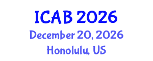 International Conference on Agriculture and Biotechnology (ICAB) December 20, 2026 - Honolulu, United States International Conference on Agriculture and Biotechnology (ICAB) December 20, 2026 - Honolulu, United States