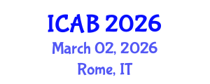 International Conference on Agriculture and Biotechnology (ICAB) March 02, 2026 - Rome, Italy International Conference on Agriculture and Biotechnology (ICAB) March 02, 2026 - Rome, Italy