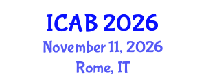 International Conference on Agriculture and Biotechnology (ICAB) November 11, 2026 - Rome, Italy International Conference on Agriculture and Biotechnology (ICAB) November 11, 2026 - Rome, Italy