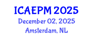 International Conference on Agriculture and Environmental Pollution Management (ICAEPM) December 02, 2025 - Amsterdam, Netherlands