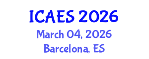 International Conference on Agriculture and Environmental Systems (ICAES) March 04, 2026 - Barcelona, Spain