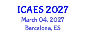 International Conference on Agriculture and Environmental Systems (ICAES) March 04, 2027 - Barcelona, Spain International Conference on Agriculture and Environmental Systems (ICAES) March 04, 2027 - Barcelona, Spain