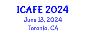 International Conference on Agriculture and Food Engineering (ICAFE) June 13, 2024 - Toronto, Canada