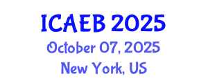 International Conference on Agriculture, Environment and Biotechnology (ICAEB) October 07, 2025 - New York, United States