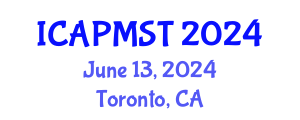 International Conference on Air Pollution Management System and Technology (ICAPMST) June 13, 2024 - Toronto, Canada
