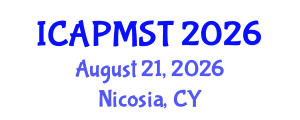 International Conference on Air Pollution Management System and Technology (ICAPMST) August 21, 2026 - Nicosia, Cyprus International Conference on Air Pollution Management System and Technology (ICAPMST) August 21, 2026 - Nicosia, Cyprus