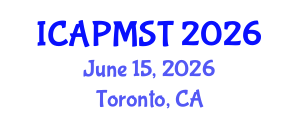 International Conference on Air Pollution Management System and Technology (ICAPMST) June 15, 2026 - Toronto, Canada