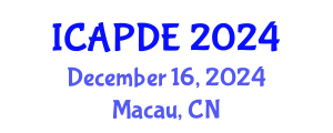 International Conference on Analysis and Partial Differential Equations (ICAPDE) December 16, 2024 - Macau, China