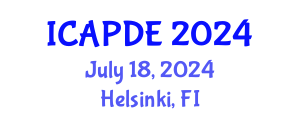 International Conference on Analysis and Partial Differential Equations (ICAPDE) July 18, 2024 - Helsinki, Finland