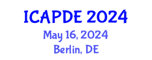 International Conference on Analysis and Partial Differential Equations (ICAPDE) May 16, 2024 - Berlin, Germany