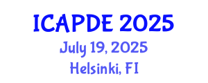 International Conference on Analysis and Partial Differential Equations (ICAPDE) July 19, 2025 - Helsinki, Finland