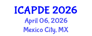 International Conference on Analysis and Partial Differential Equations (ICAPDE) April 06, 2026 - Mexico City, Mexico International Conference on Analysis and Partial Differential Equations (ICAPDE) April 06, 2026 - Mexico City, Mexico