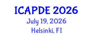 International Conference on Analysis and Partial Differential Equations (ICAPDE) July 19, 2026 - Helsinki, Finland