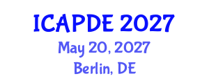 International Conference on Analysis and Partial Differential Equations (ICAPDE) May 20, 2027 - Berlin, Germany International Conference on Analysis and Partial Differential Equations (ICAPDE) May 20, 2027 - Berlin, Germany
