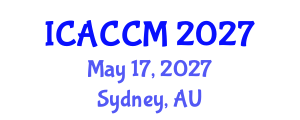 International Conference on Anesthesiology and Critical Care Medicine (ICACCM) May 17, 2027 - Sydney, Australia International Conference on Anesthesiology and Critical Care Medicine (ICACCM) May 17, 2027 - Sydney, Australia