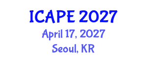 International Conference on Applications of Polymer Engineering (ICAPE) April 17, 2027 - Seoul, Republic of Korea International Conference on Applications of Polymer Engineering (ICAPE) April 17, 2027 - Seoul, Republic of Korea
