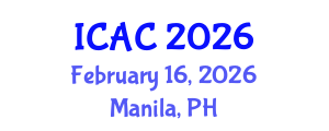 International Conference on Applied Chemistry (ICAC) February 16, 2026 - Manila, Philippines International Conference on Applied Chemistry (ICAC) February 16, 2026 - Manila, Philippines