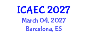 International Conference on Applied Electromagnetics and Communications (ICAEC) March 04, 2027 - Barcelona, Spain International Conference on Applied Electromagnetics and Communications (ICAEC) March 04, 2027 - Barcelona, Spain