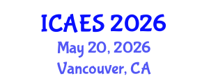 International Conference on Applied Energy Systems (ICAES) May 20, 2026 - Vancouver, Canada