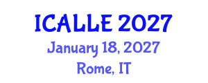International Conference on Applied Linguistics and Language Education (ICALLE) January 18, 2027 - Rome, Italy International Conference on Applied Linguistics and Language Education (ICALLE) January 18, 2027 - Rome, Italy