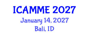International Conference on Applied Mechanics and Mechanical Engineering (ICAMME) January 14, 2027 - Bali, Indonesia International Conference on Applied Mechanics and Mechanical Engineering (ICAMME) January 14, 2027 - Bali, Indonesia