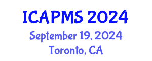 International Conference on Applied Physics and Materials Science (ICAPMS) September 19, 2024 - Toronto, Canada