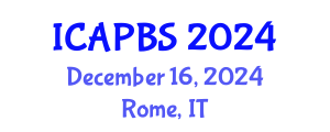 International Conference on Applied Psychology and Behavioral Sciences (ICAPBS) December 16, 2024 - Rome, Italy