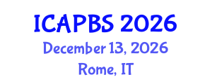 International Conference on Applied Psychology and Behavioral Sciences (ICAPBS) December 13, 2026 - Rome, Italy International Conference on Applied Psychology and Behavioral Sciences (ICAPBS) December 13, 2026 - Rome, Italy