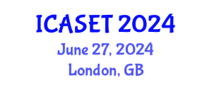 International Conference on Applied Science, Engineering and Technology (ICASET) June 27, 2024 - London, United Kingdom